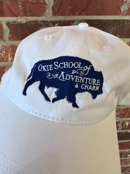 Okie School White Twill Cap, 100% Cotton